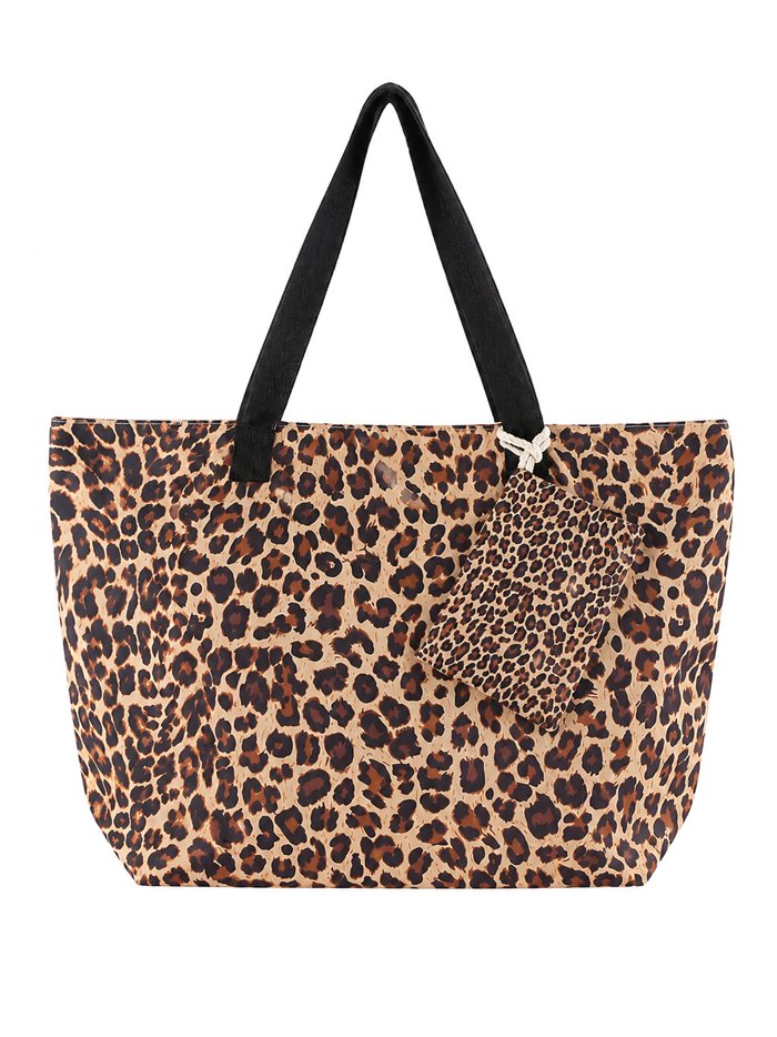 Bolso playa leopardo con neceser
