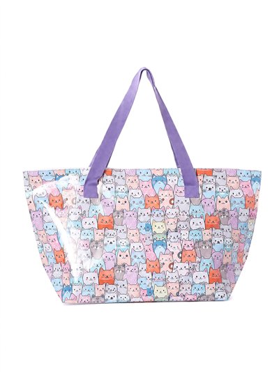 Bolso playa vinilo estampado gatos