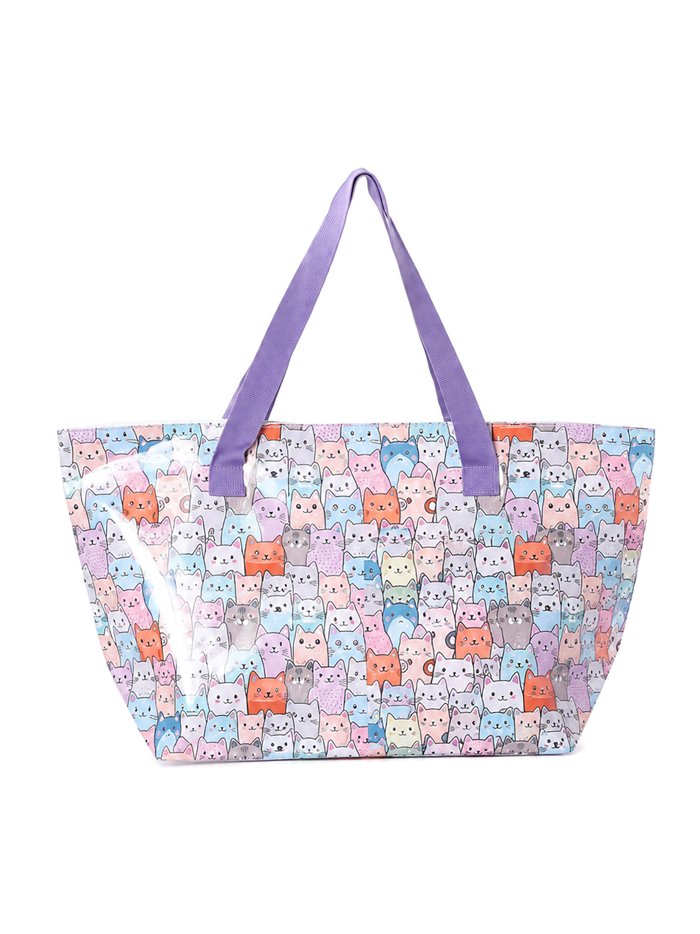 Bolso playa vinilo estampado gatos