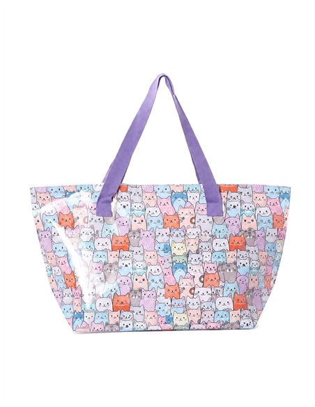 Bolso playa vinilo estampado gatos
