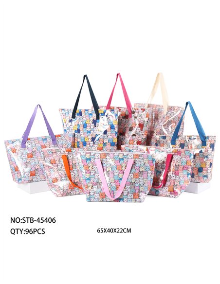 Bolso playa vinilo estampado gatos