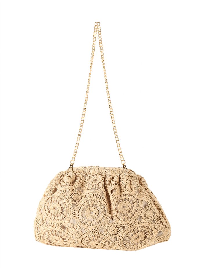 Bolso clutch de encaje con cadena