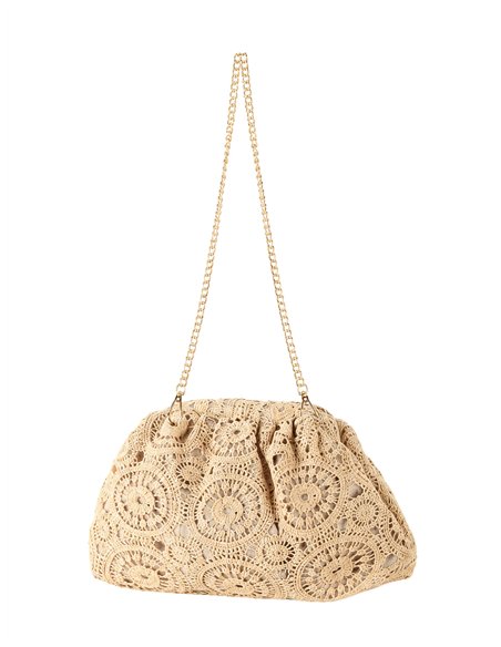 Bolso clutch de encaje con cadena