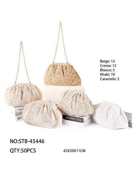 Bolso clutch de encaje con cadena
