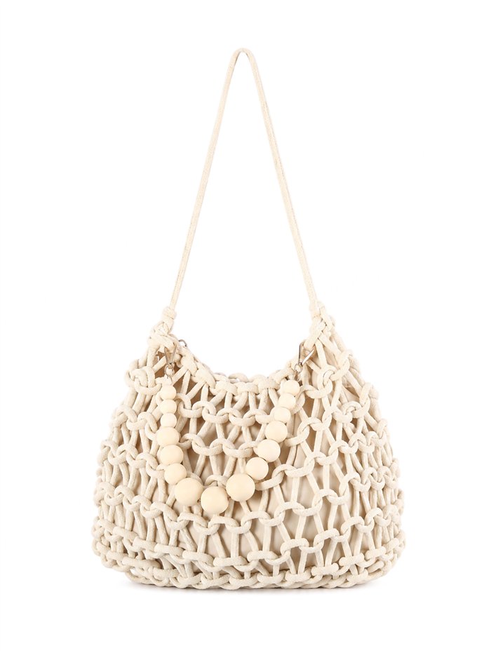 Bolso de hombro macramé con abalorios