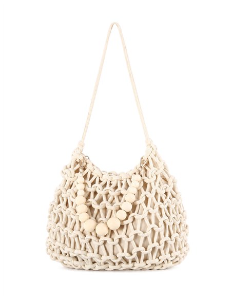 Bolso de hombro macramé con abalorios