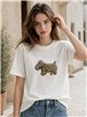 T-Shirt mit kleinem Lamm-Hundemotiv