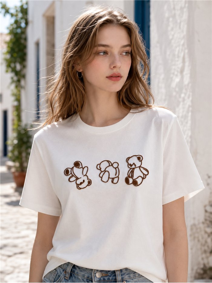 T-Shirt mit geprägten Teddybären