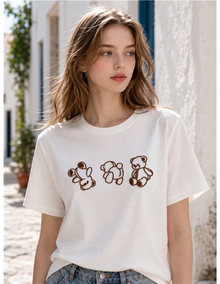T-Shirt mit geprägten Teddybären