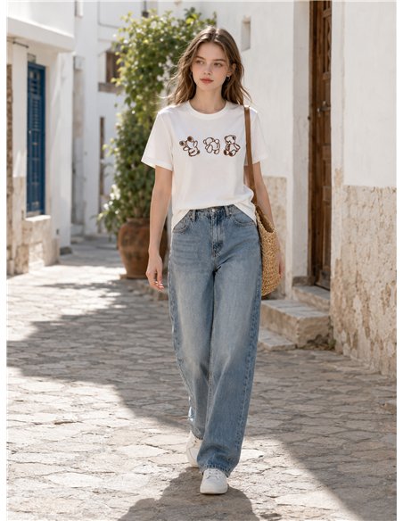 T-Shirt mit geprägten Teddybären