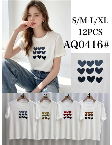 T-shirt à cœurs brodés