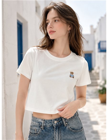 T-Shirt mit besticktem Teddybär