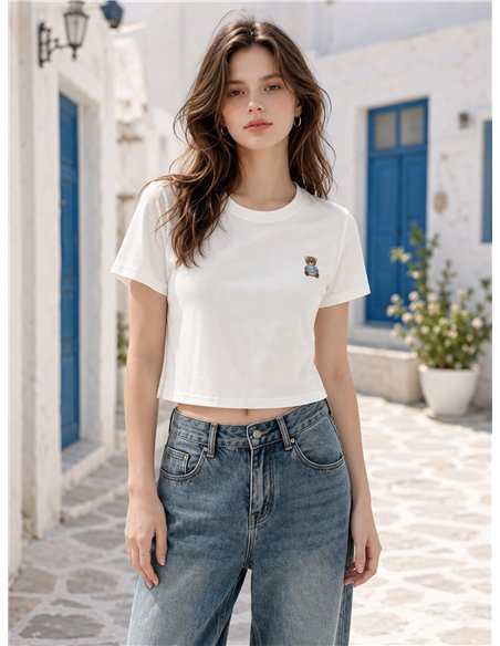 T-Shirt mit besticktem Teddybär