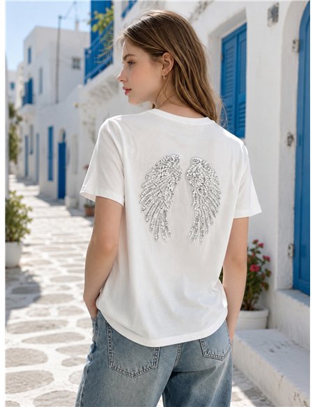Camiseta alas con strass