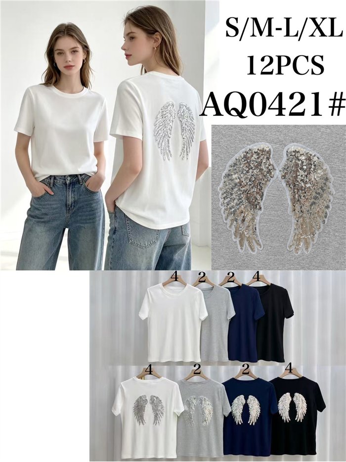 Camiseta alas con strass