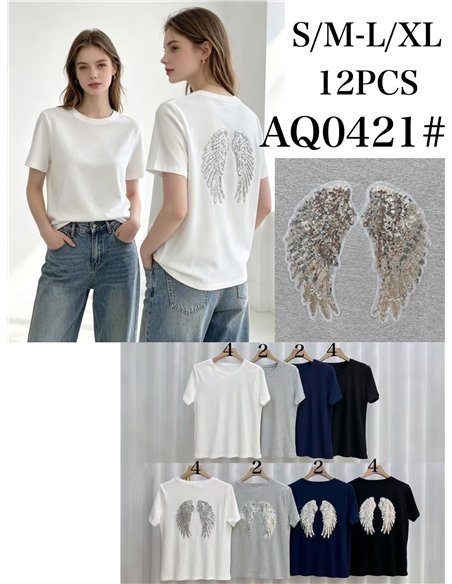 Camiseta alas con strass