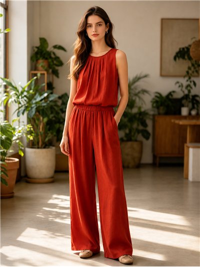 Conjunto top fluido y pantalón wide-leg