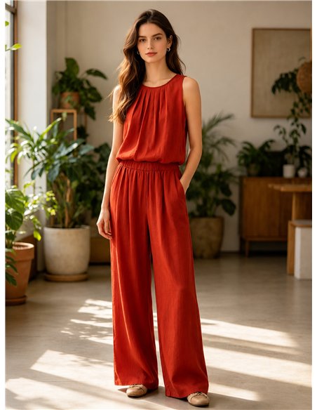 Conjunto top fluido y pantalón wide-leg