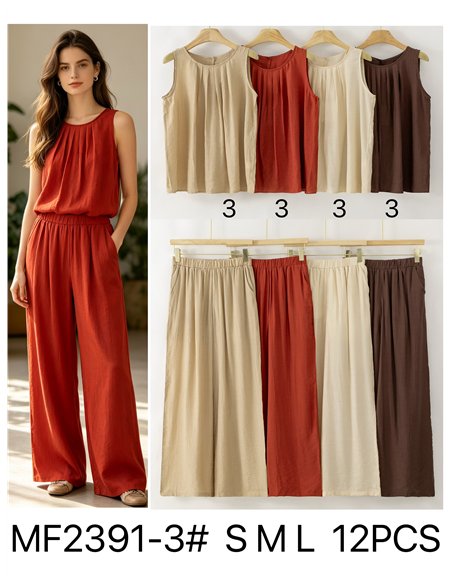 Conjunto top fluido y pantalón wide-leg