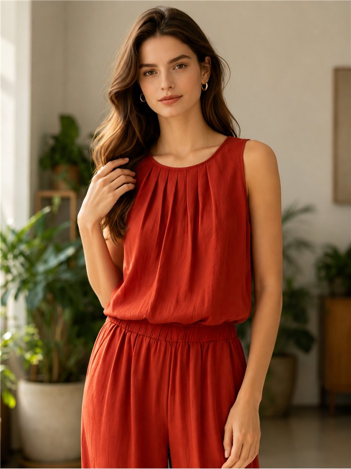 Conjunto top fluido y pantalón wide-leg