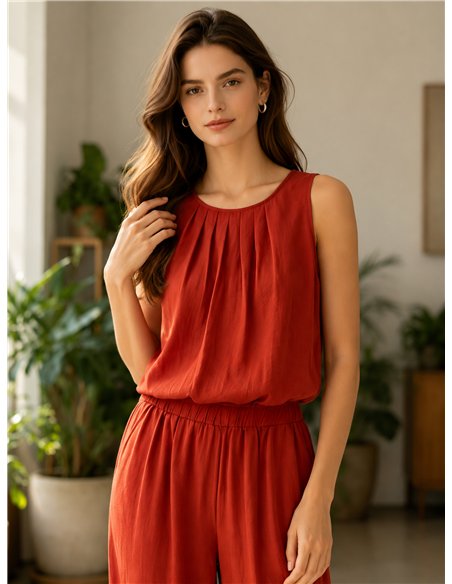 Conjunto top fluido y pantalón wide-leg
