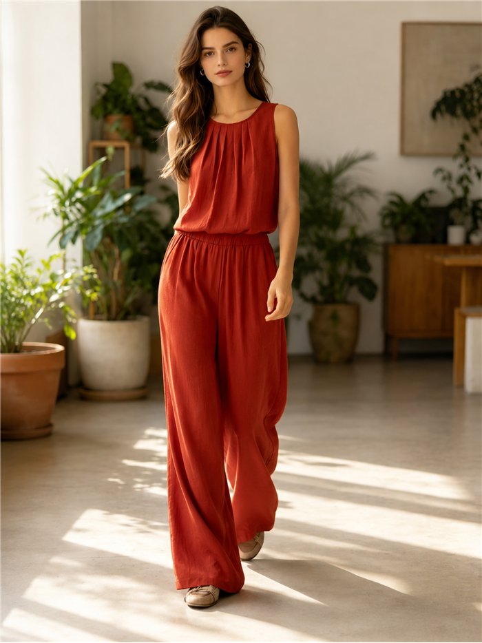 Conjunto top fluido y pantalón wide-leg