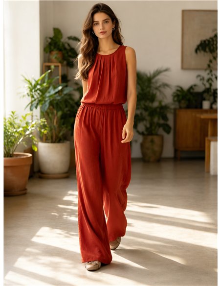 Conjunto top fluido y pantalón wide-leg