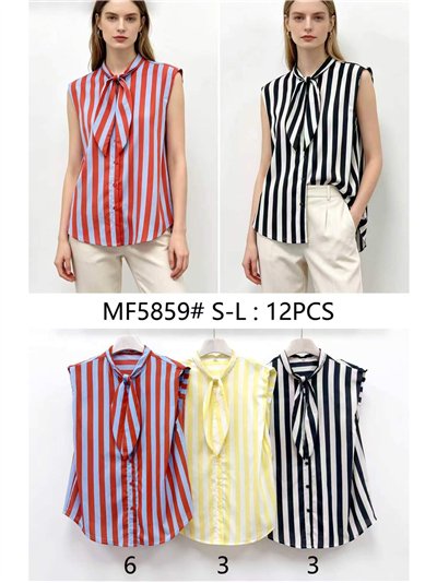 Blusa de rayas con lazada 2