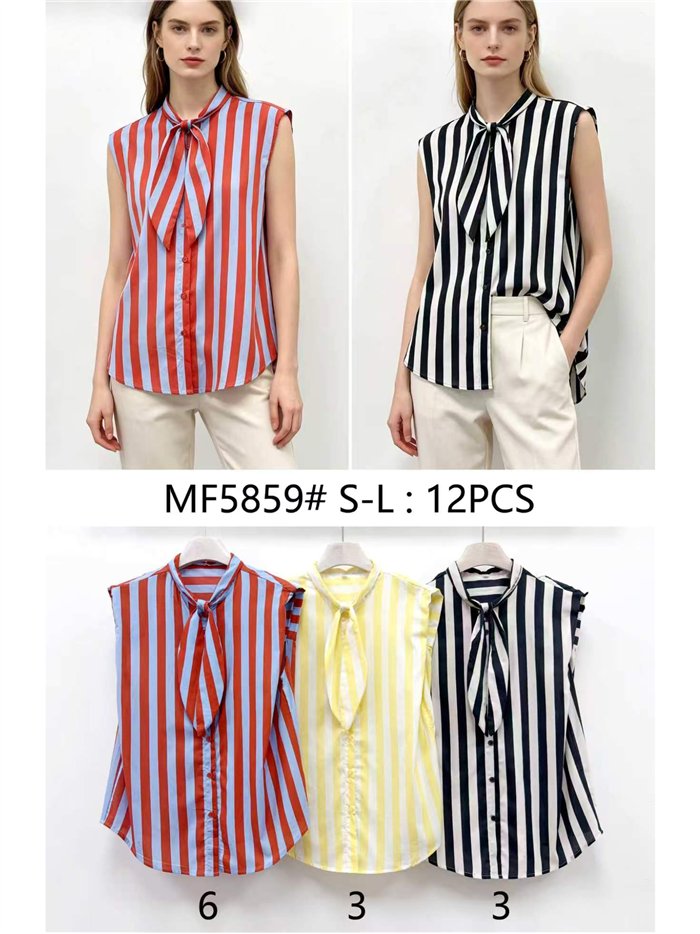 Blusa de rayas con lazada