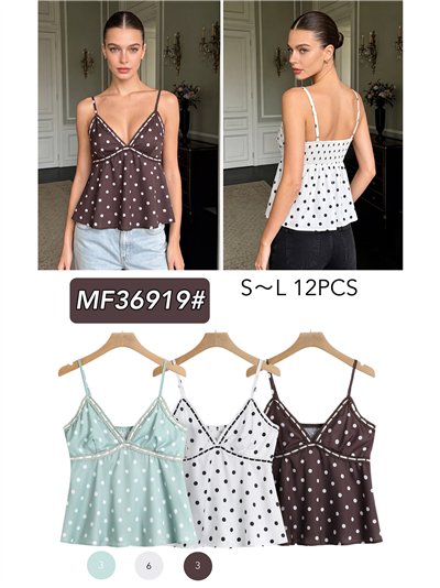Top lencero satinado de lunares con puntillas 2