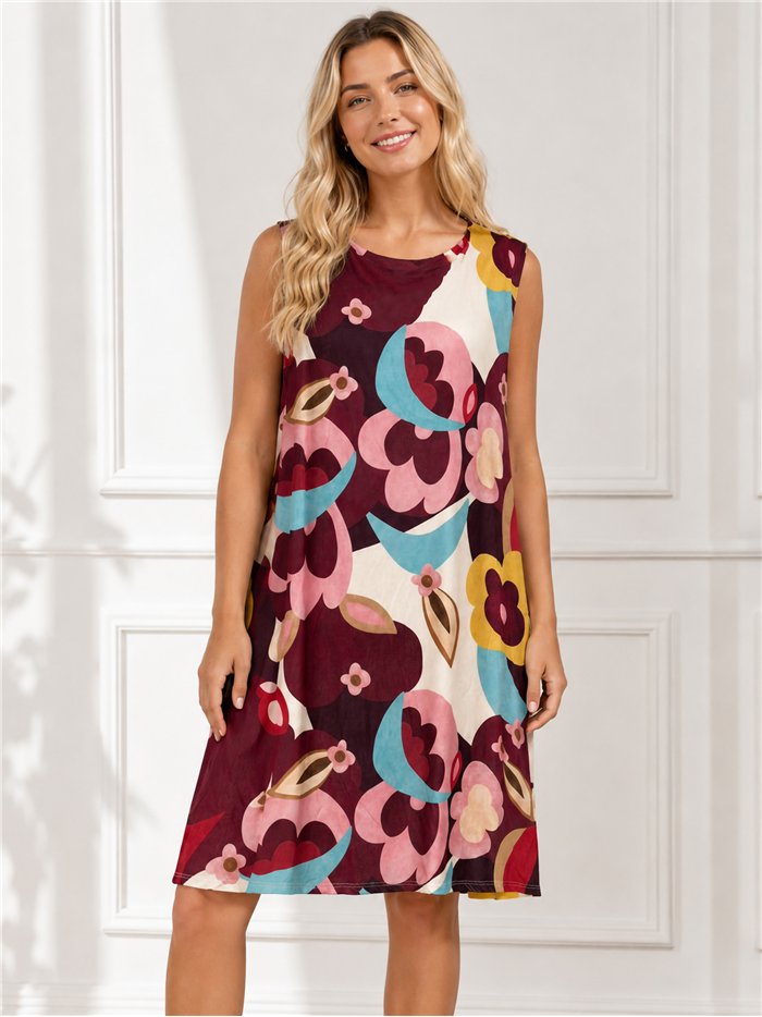 Lycra-Kleid in Übergröße mit abstraktem Blumenmuster
