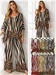 Conjunto talla grande blusa lycra estampado cebra y pantalón