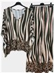 Conjunto talla grande blusa lycra estampado cebra y pantalón