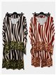 Conjunto talla grande blusa lycra estampado cebra y pantalón