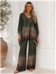 Conjunto talla grande blusa lycra degradado leopardo y pantalón