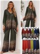 Conjunto talla grande blusa lycra degradado leopardo y pantalón