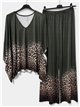 Conjunto talla grande blusa lycra degradado leopardo y pantalón
