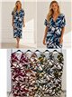 Leaf print lycra midi dress