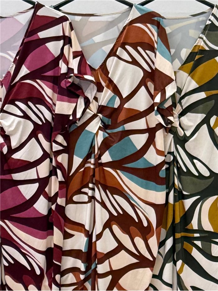 Leaf print lycra midi dress