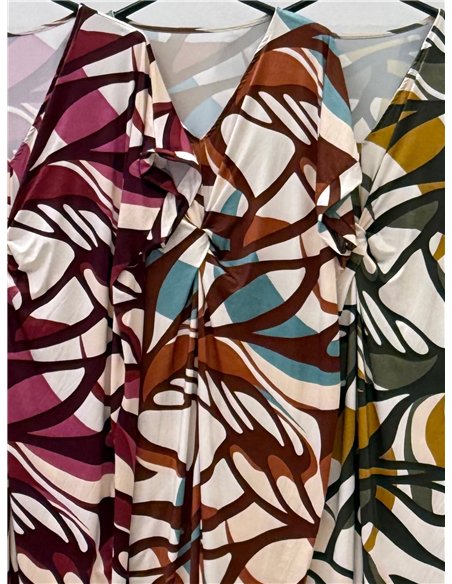 Leaf print lycra midi dress