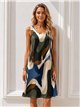 Lycra-Kleid mit abstraktem Print und Reifrock-Details