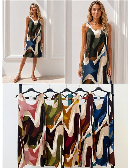 Lycra-Kleid mit abstraktem Print und Reifrock-Details
