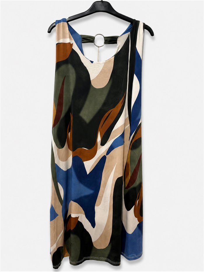 Lycra-Kleid mit abstraktem Print und Reifrock-Details