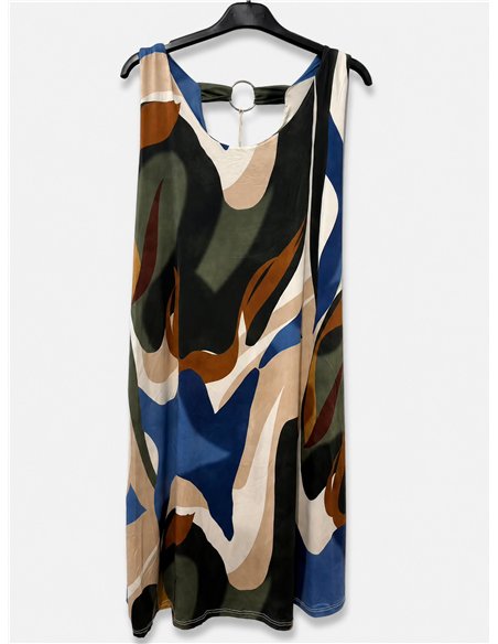 Lycra-Kleid mit abstraktem Print und Reifrock-Details