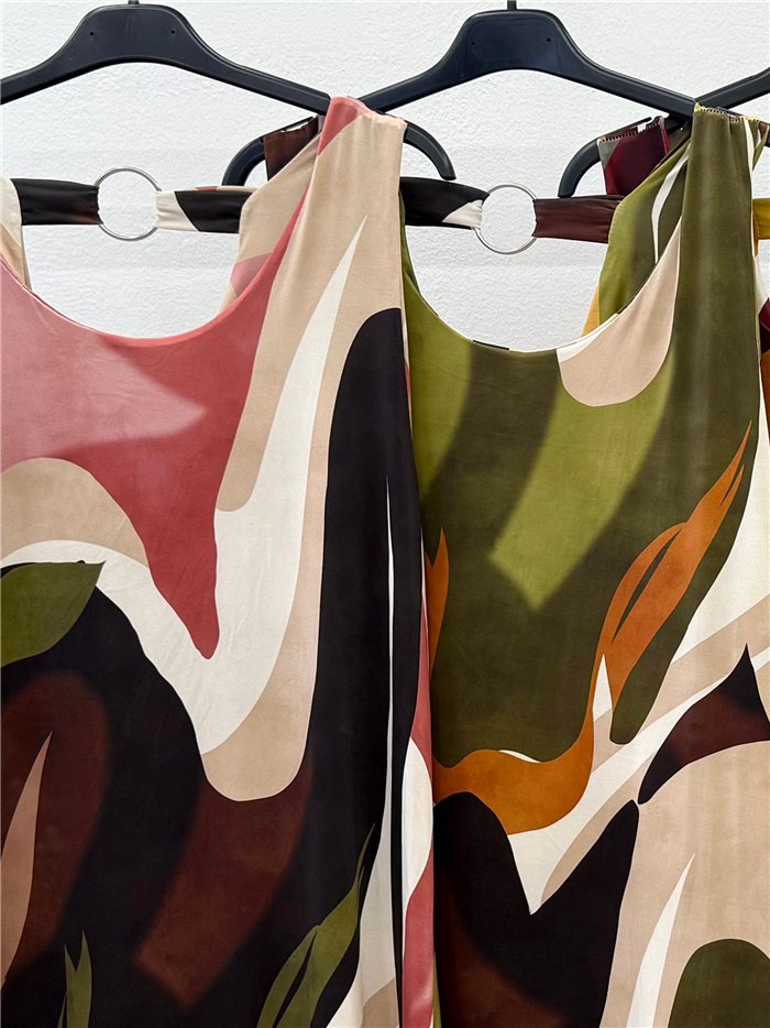 Lycra-Kleid mit abstraktem Print und Reifrock-Details