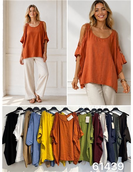 Blusa talla grande con detalle crochet