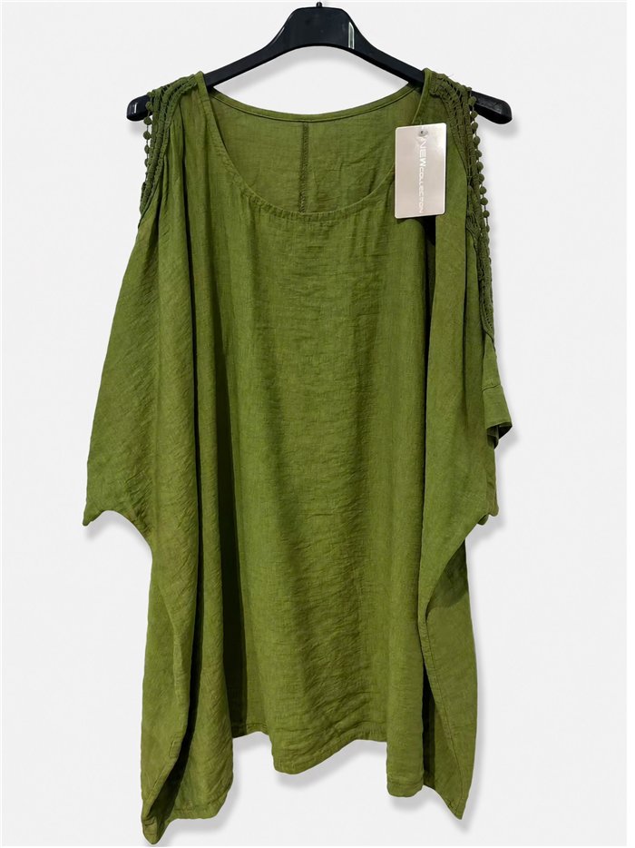 Blusa talla grande con detalle crochet