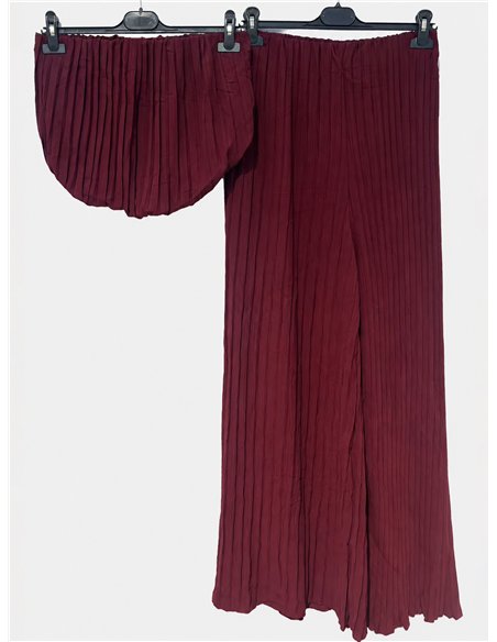 Conjunto top plisado palabra de honor y pantalón