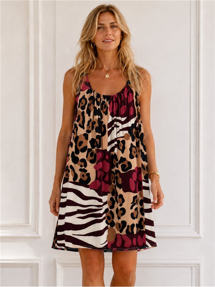 Vestido de lycra com estampa animal