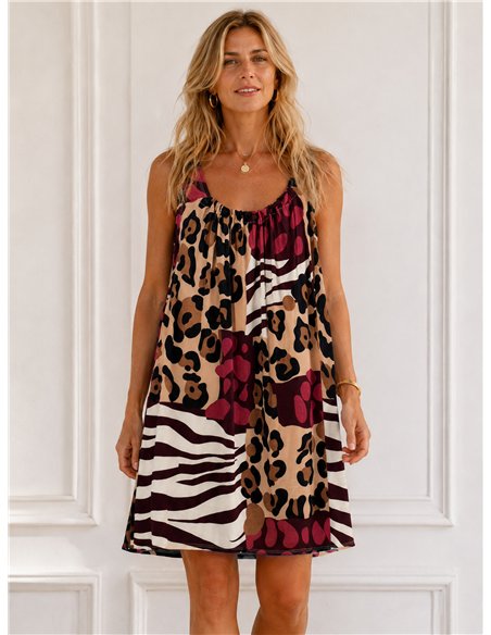 Vestido de lycra com estampa animal